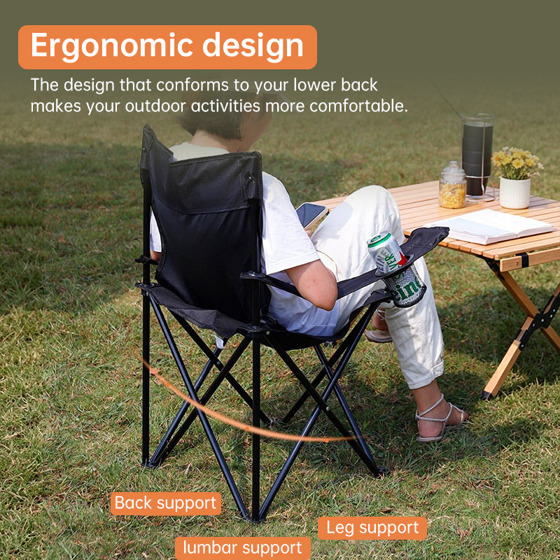 Portable Folding Camping Chair - 50x50x80cm Fishing Seat, Lightweight & Sturdy, Holds Up to 130kg, Easy to Carry