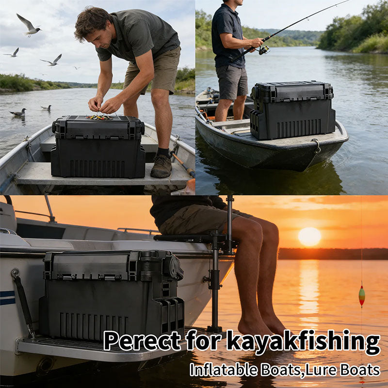Portable 2-Layer Fishing Tackle Box, Adjustable Compartment Tackle Bag with Rod & Cup Holder