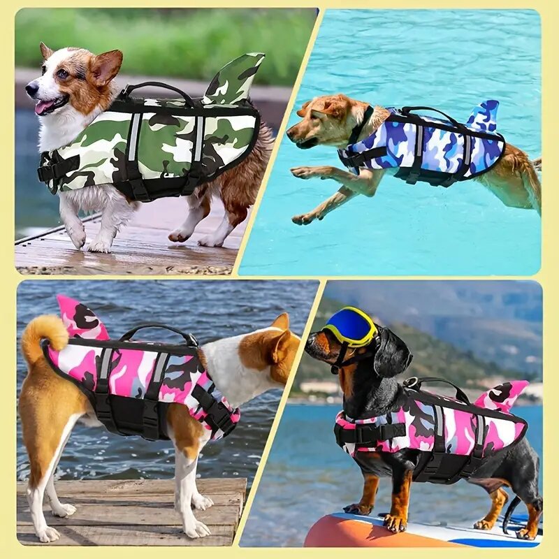 Dog Life Jacket Lightweight Adjustable Velcro Medium to Large Dog Swimwear