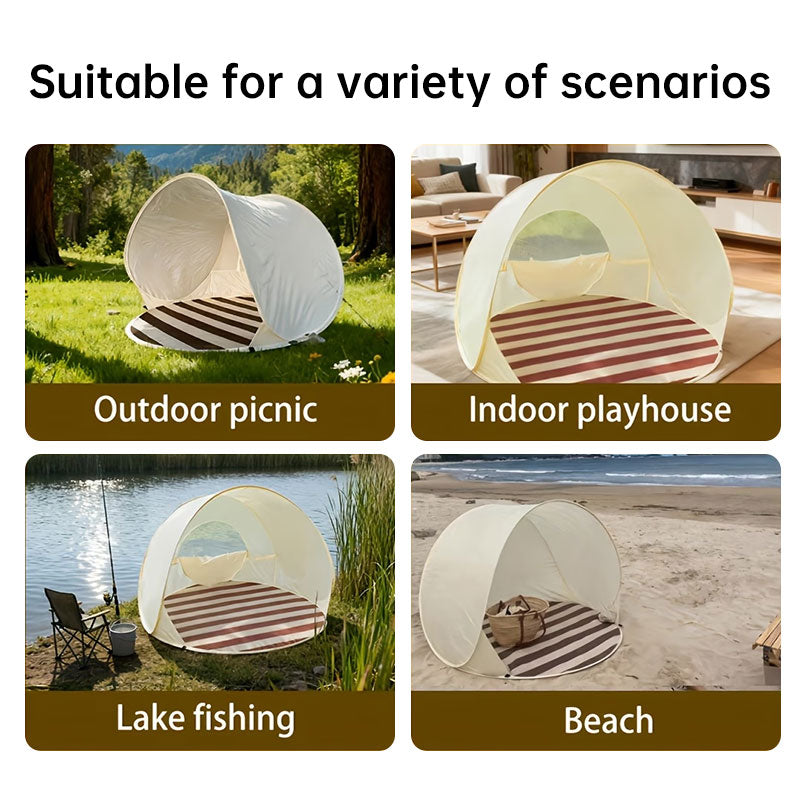 Heavy Duty Beach Tent with Reinforced Poles – Windproof Sun Shelter & UV Protection Canopy for Outdoor Family Use