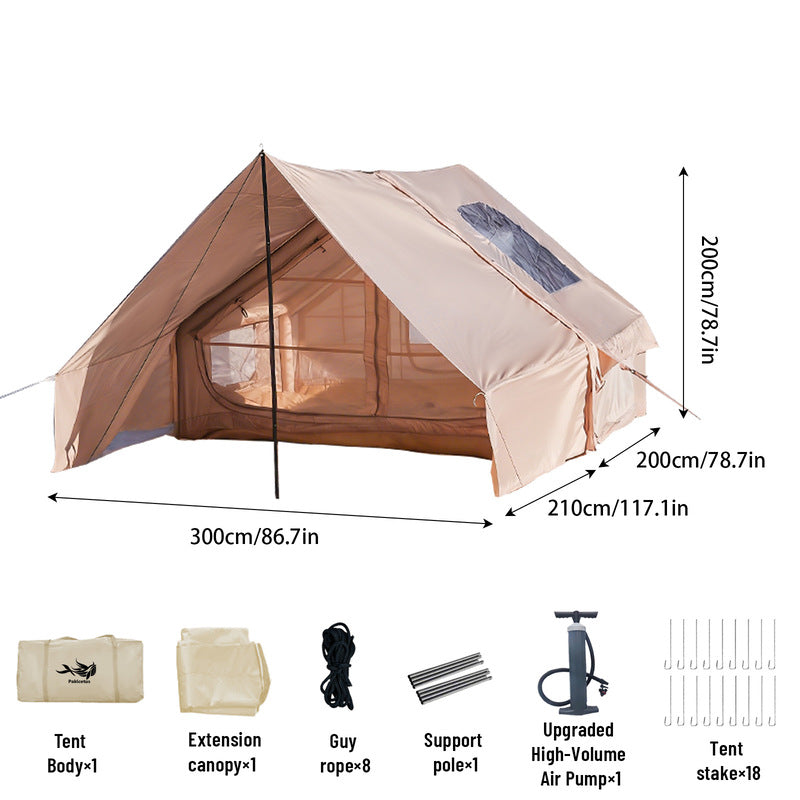 Large Inflatable Glamping Tent with Skylight, Breathable Mesh Air Tent for Summer Camping & Backpacking