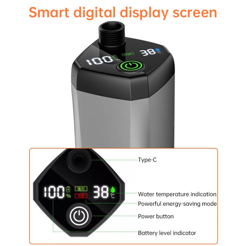 Portable Outdoor Shower Kit, 6000mAh Rechargeable Water Pump with Display for Camping & Pet Bath