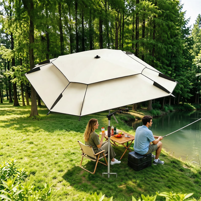 2.0-2.6m Octagonal Fishing Umbrella Portable Beach Sun Shade Camping Parasol UV Waterproof with Carry Bag