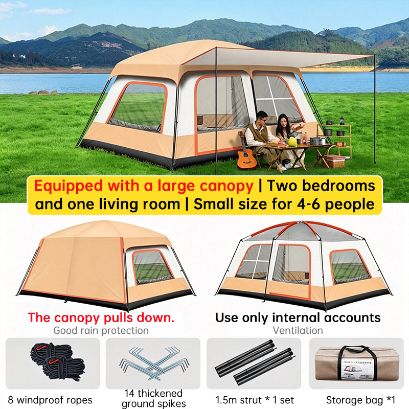 4-6 Person Family Camping Tent, Waterproof Portable Tent with Carry Bag for Car Camping
