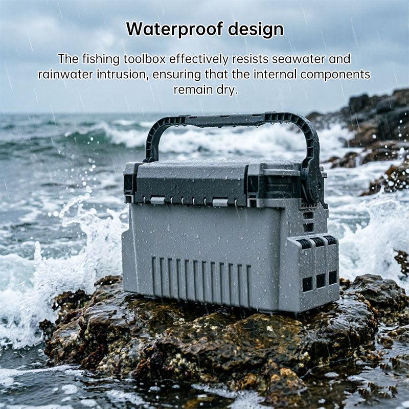 Portable 2-Layer Fishing Tackle Box, Adjustable Compartment Tackle Bag with Rod & Cup Holder