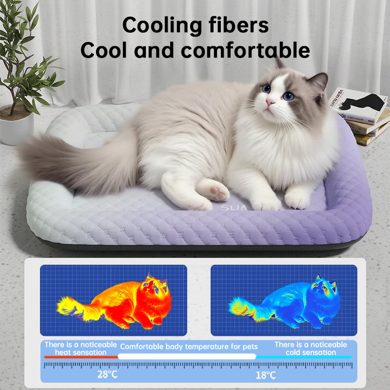 Cooling Pet Pad for Summer – Breathable Cold‑Silk Ice Mat, Gentle on Skin, Gradient Colors
