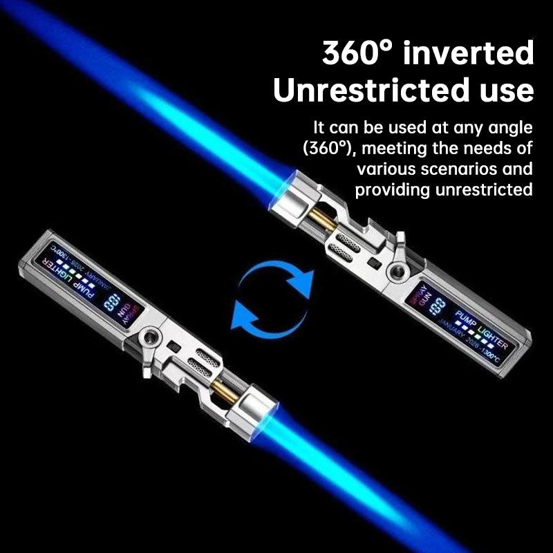 Windproof High‑Temperature High‑Power Outdoor Torch Lighter with LED Digital Display, Metal Body & Bottle Opener