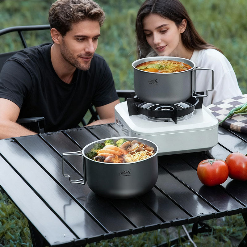 Titanium Alloy Camping Pot - Lightweight Collapsible Outdoor Cooking Pot