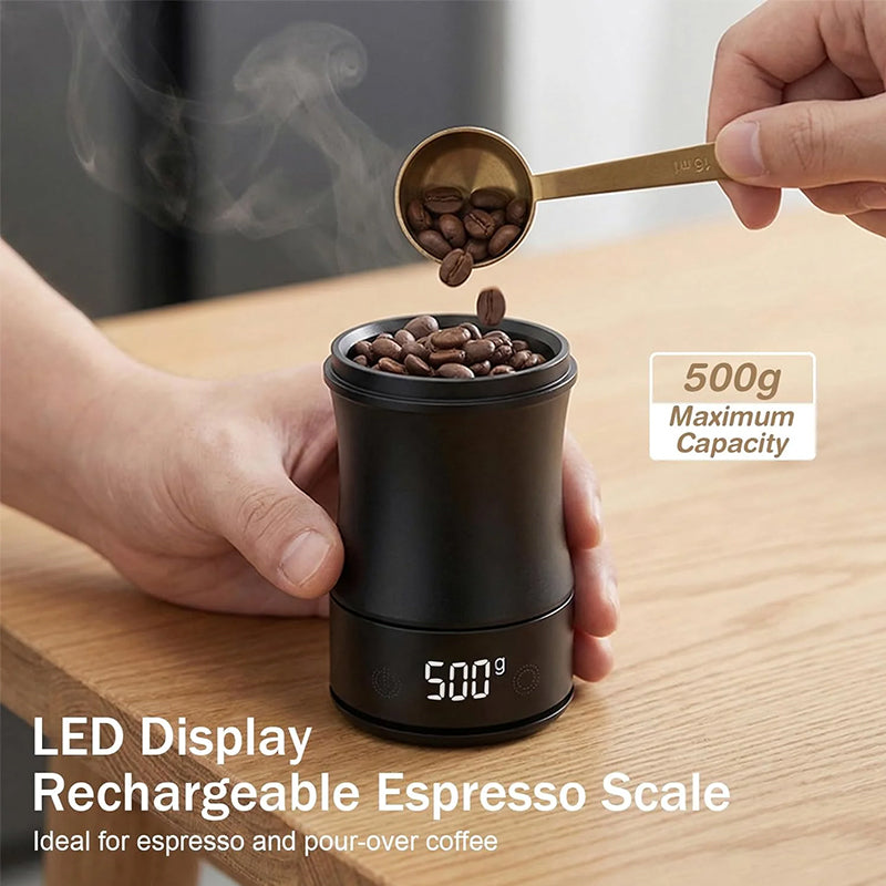 Lightweight Digital Coffee Dosing Cup, Rechargeable LED Weighing Cup for Espresso