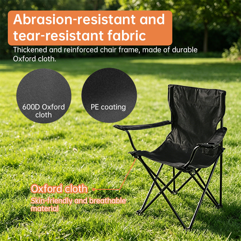 Portable Folding Camping Chair - 50x50x80cm Fishing Seat, Lightweight & Sturdy, Holds Up to 130kg, Easy to Carry