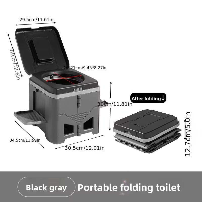 Foldable Portable Toilet for Car & Camping - Emergency Outdoor Stool with Odor-Proof Design, Adult Travel Toilet