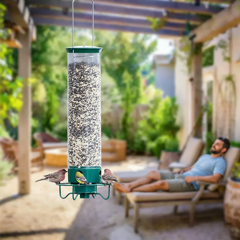Squirrel-Proof Spinning Bird Feeder, Hanging Weight-Activated Seed Dispenser