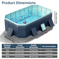 Large Foldable Rectangular Family Swimming Pool, Non-Inflatable Above Ground Pool, Easy Setup Outdoor Pool for Adults and Kids