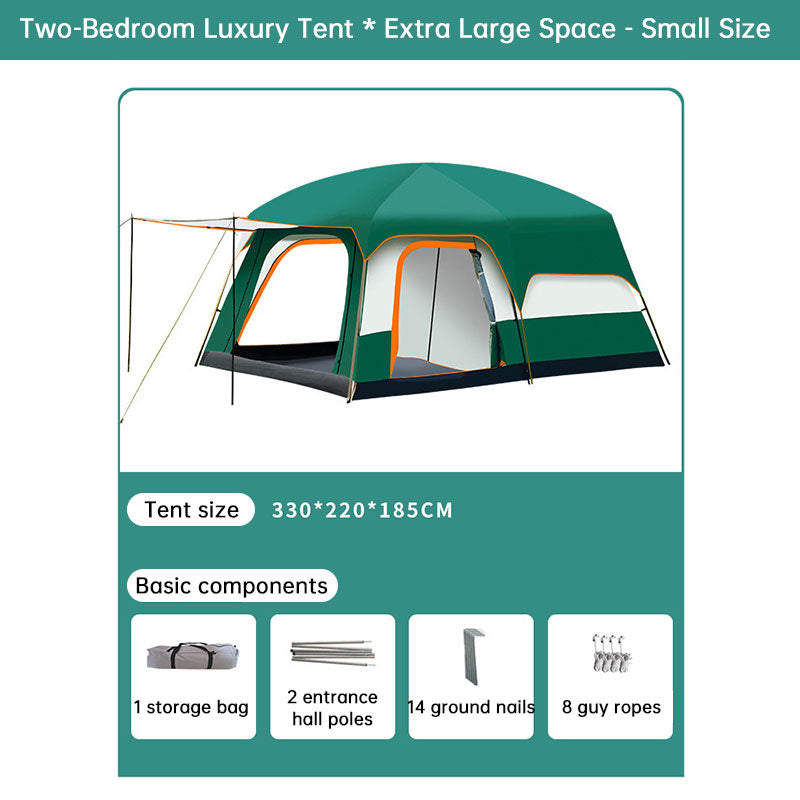 3-12 Person Double Layer 2-Bedroom Family Tunnel Camping Tent Waterproof Windproof UV Resistant for Outdoor Hiking & Camping