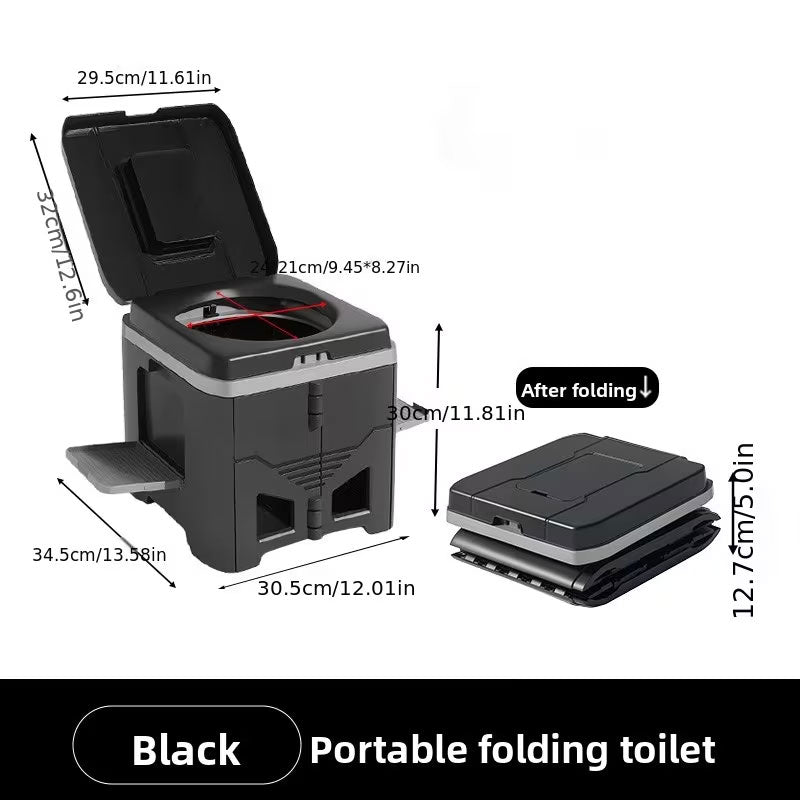 Foldable Portable Toilet for Car & Camping - Emergency Outdoor Stool with Odor-Proof Design, Adult Travel Toilet