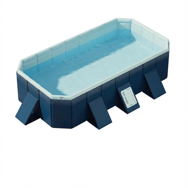 Large Foldable Rectangular Family Swimming Pool, Non-Inflatable Above Ground Pool, Easy Setup Outdoor Pool for Adults and Kids