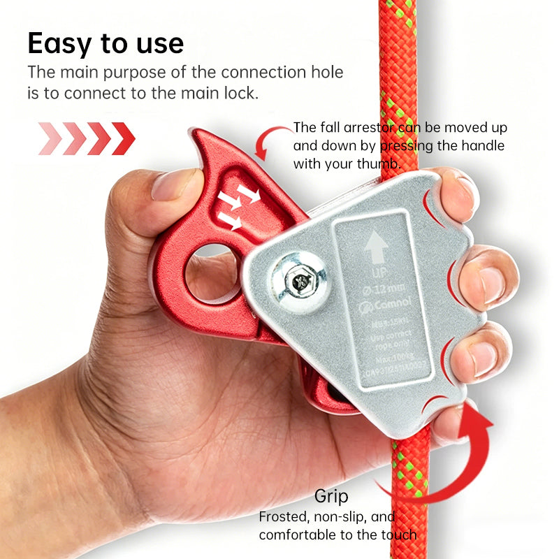 Auto Lock Carabiner & Rope Grab – High Altitude Fall Protection Safety Hook