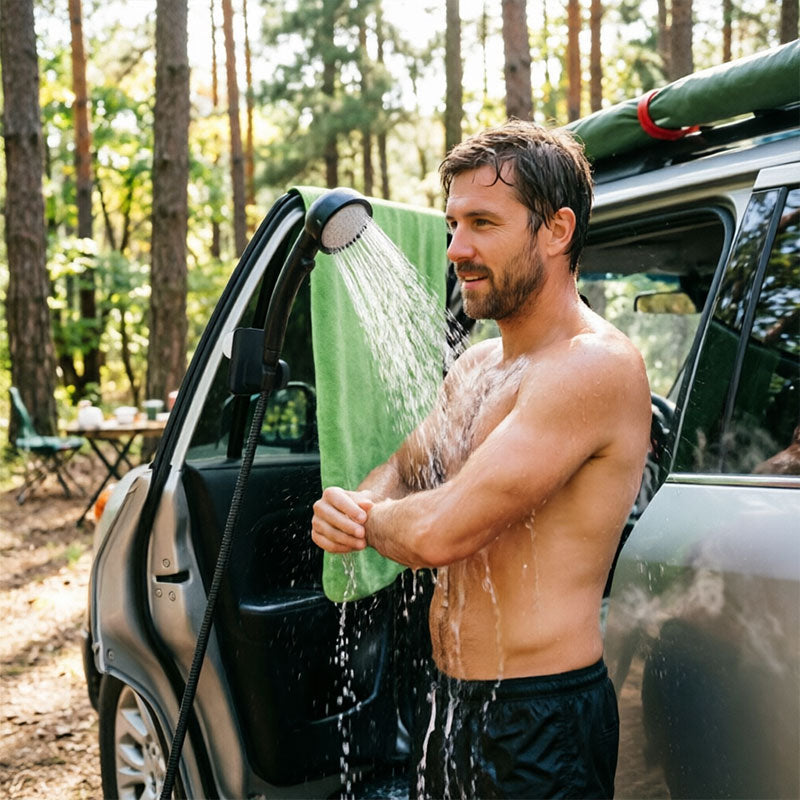 Portable Outdoor Shower Kit, 6000mAh Rechargeable Water Pump with Display for Camping & Pet Bath