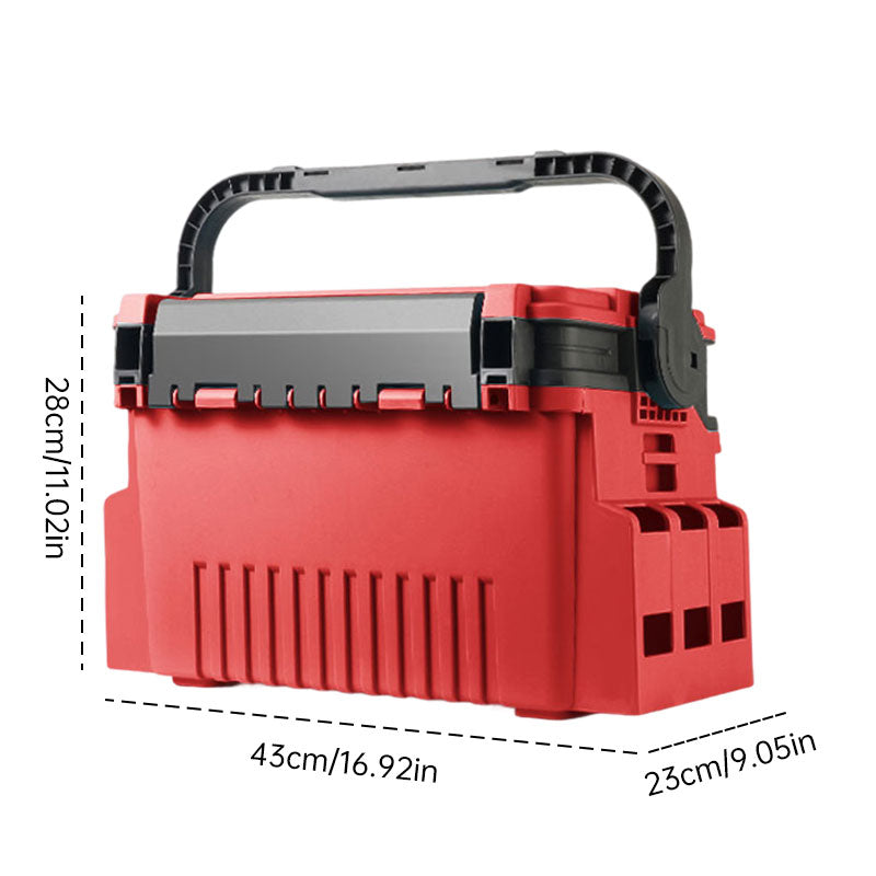 Portable 2-Layer Fishing Tackle Box, Adjustable Compartment Tackle Bag with Rod & Cup Holder