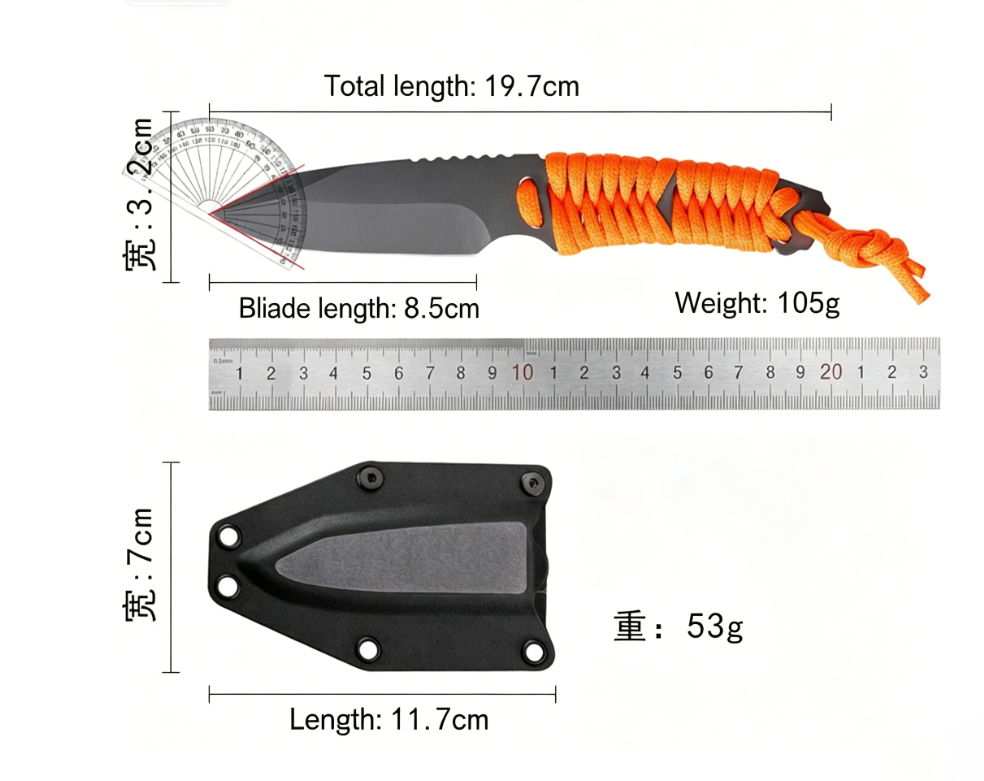 Outdoor Series Rope-Tied Multi-Functional Pocket Knife, Outdoor Camping Knife, Fruit Knife