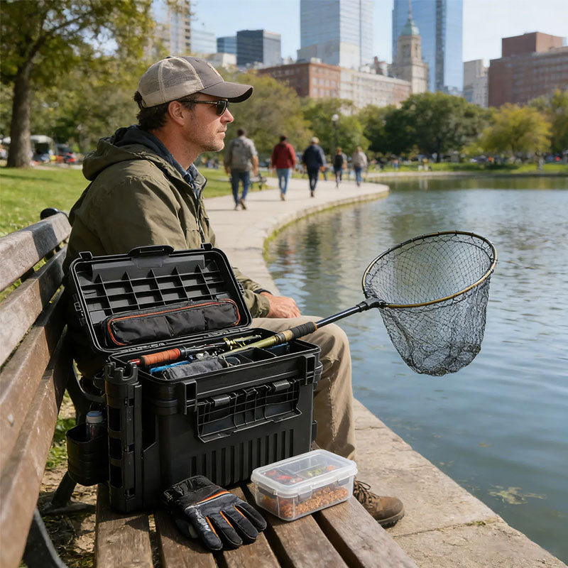 Portable 2-Layer Fishing Tackle Box, Adjustable Compartment Tackle Bag with Rod & Cup Holder